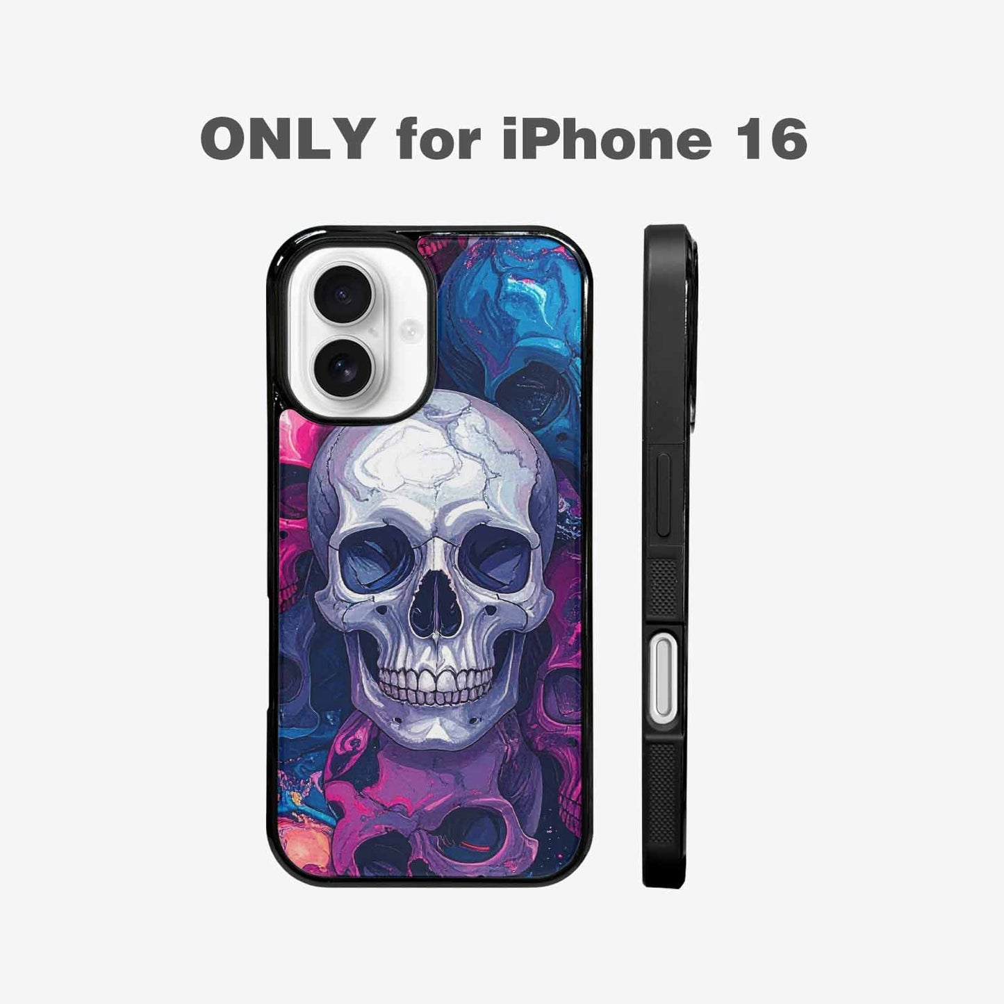 iPhone 16 Case — Marble Skull Custom Personalized Phone Cover, Custom Print Case Cover