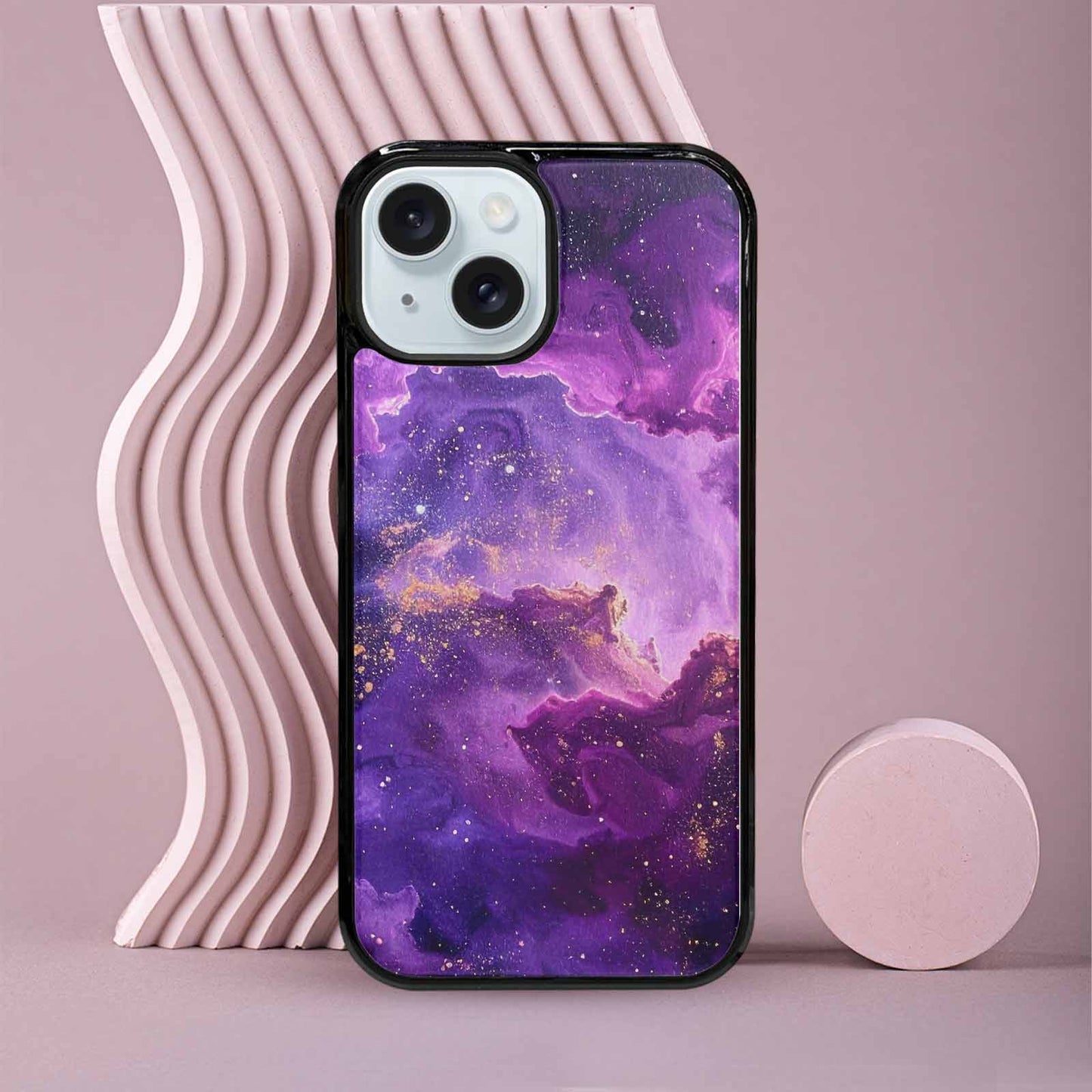 iPhone 15 Case — Purple Color Tones Nebula Texture With, Personalized Phone Case