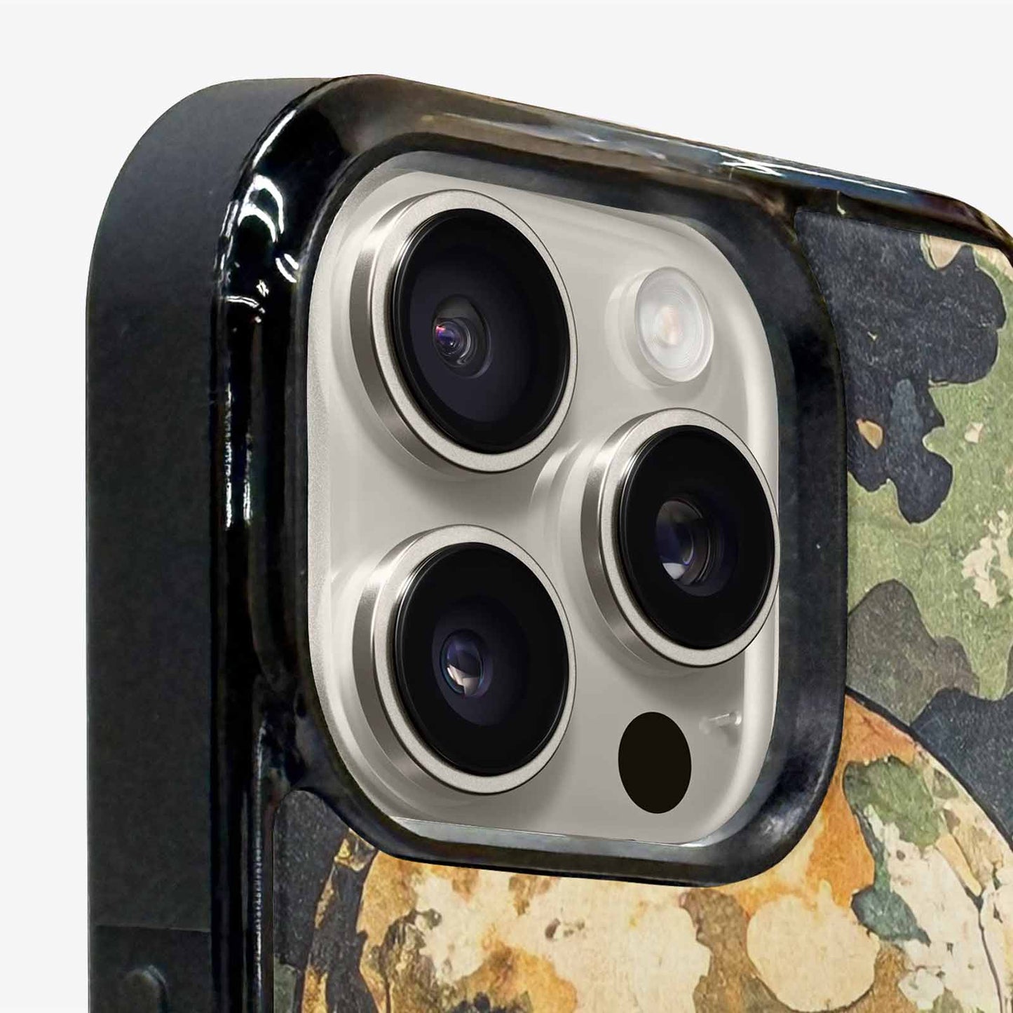 iPhone 16 Pro Case — Military Camo Texture Combined With Distressed, Personalized Phone Case