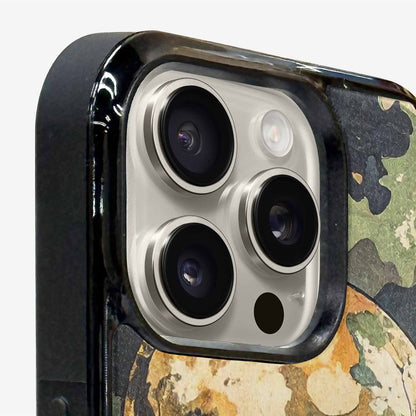 iPhone 16 Pro Case — Military Camo Texture Combined With Distressed, Personalized Phone Case