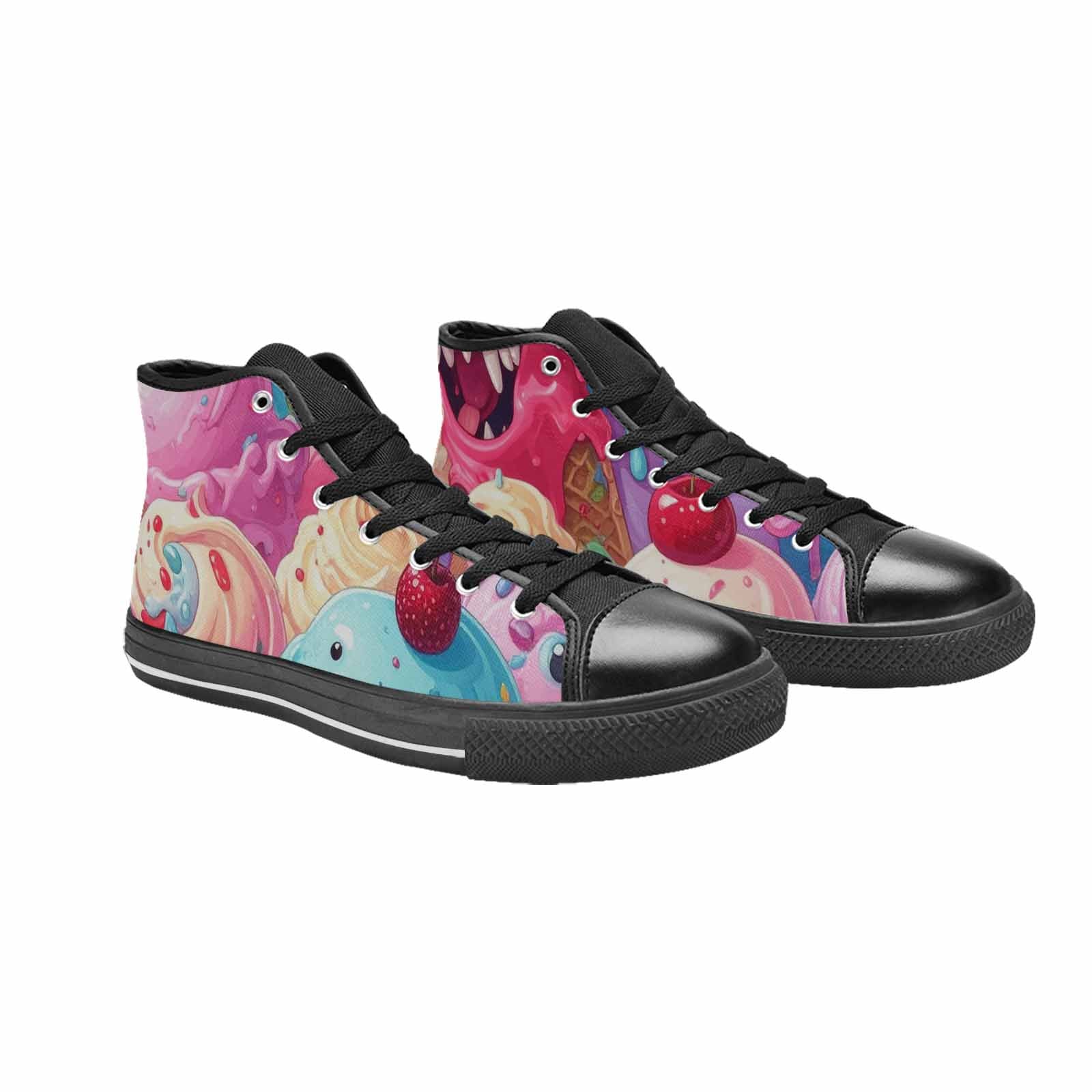WOMEN'S Melting Icecream Monster Cherry High Top Canvas Aesthetic Sneakers
