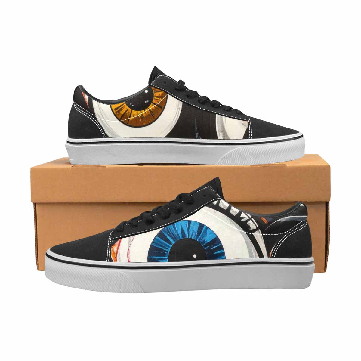 MEN'S Googly Cartoon Eyeballs Canvas Lace-Up Vivid Custom Shoes