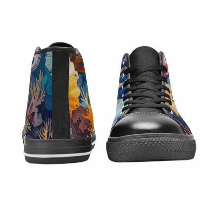 MEN'S Fish Scale Coral High Top Canvas Wallpaper Art Shoes