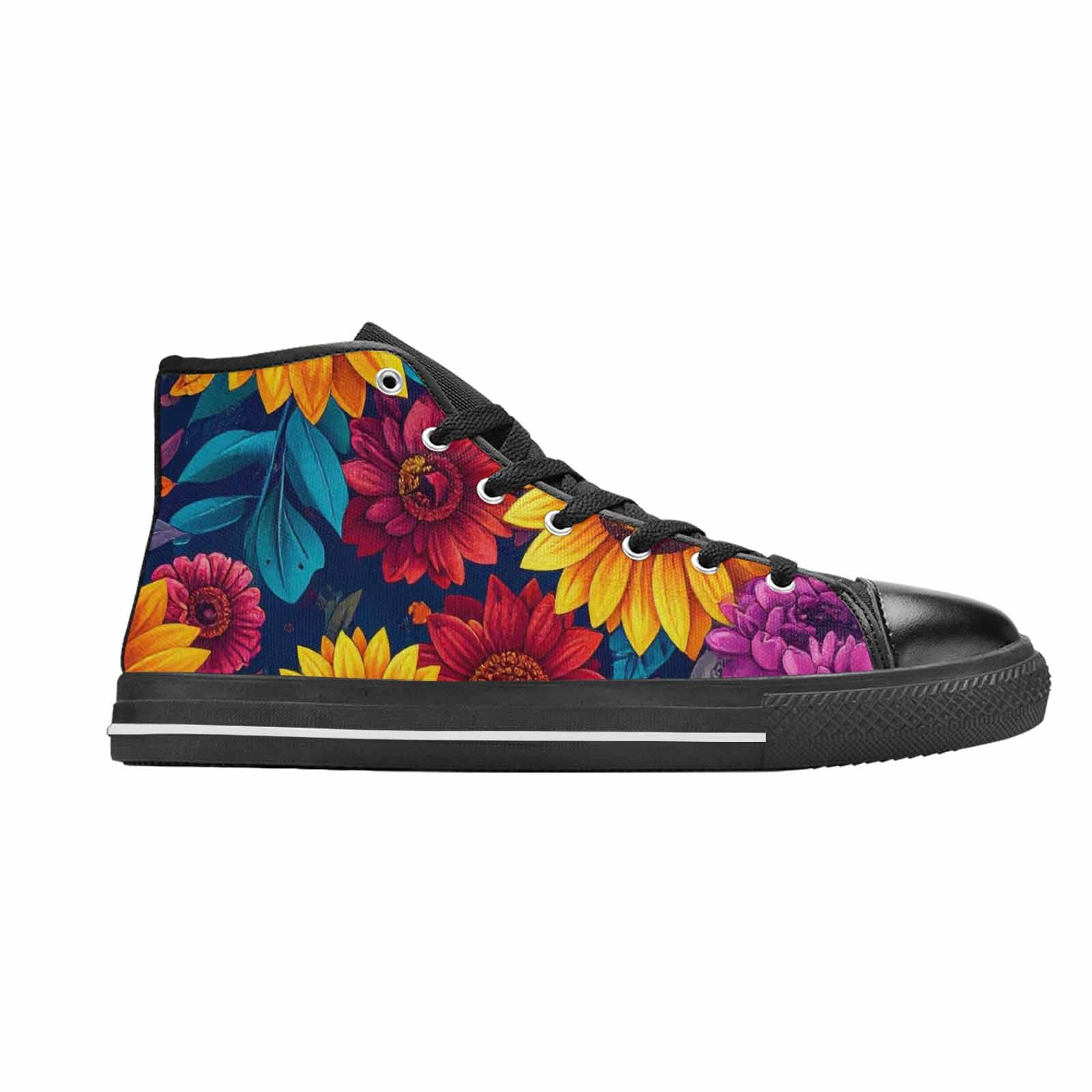WOMEN'S Sunflower Skulls Print High Top Canvas Dark Academia Sneakers