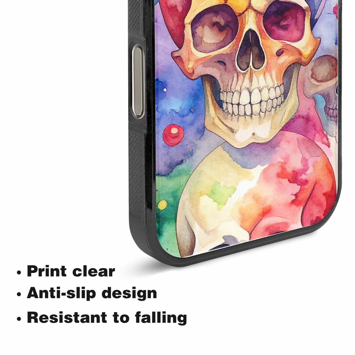 iPhone 15 Pro Max Case — Kulls Watercolor Skulls Small Skull Pattern, Custom Phone Case