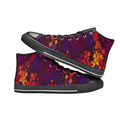 MEN'S Dark Snake Print High Top Canvas Vivid Sneakers
