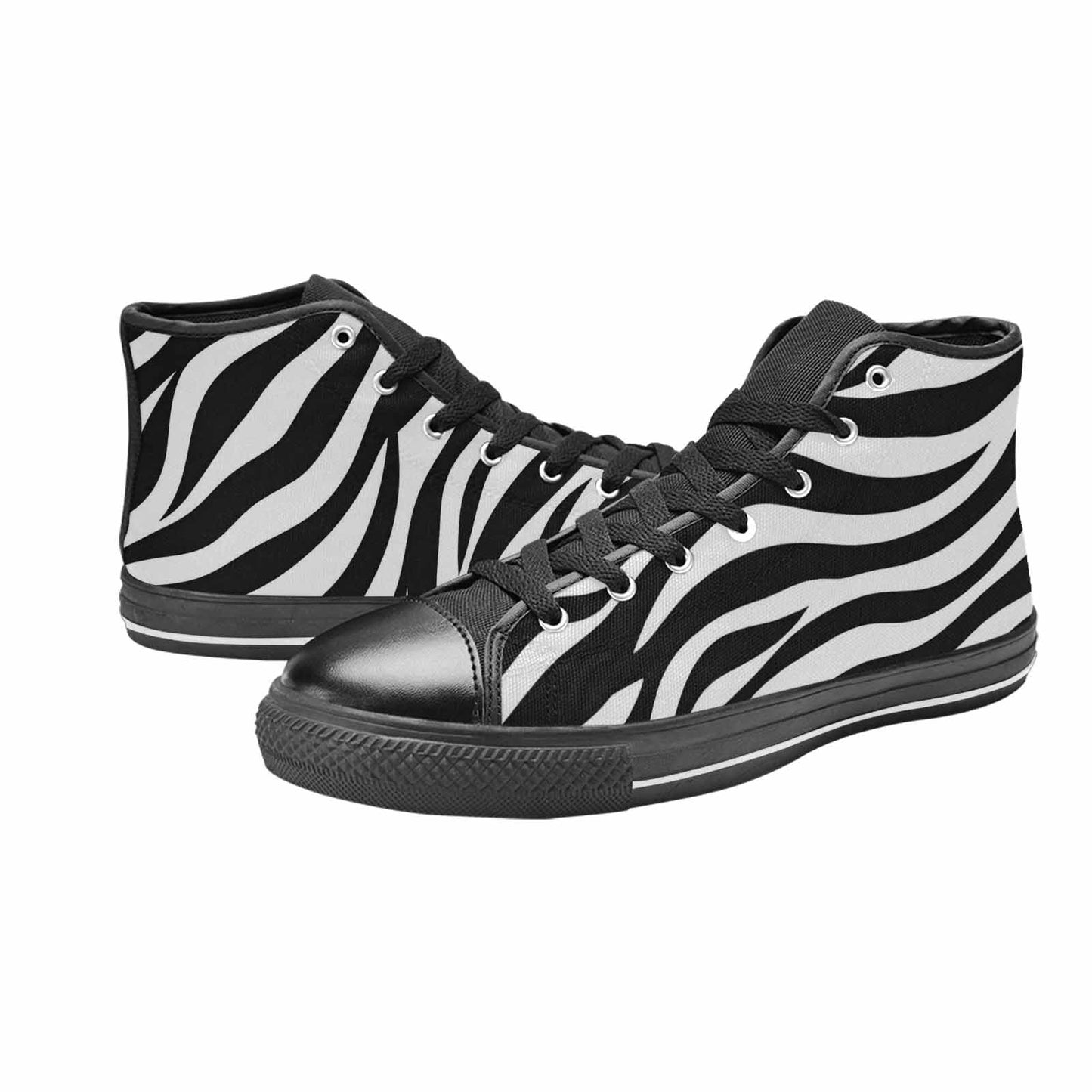 MEN'S Zebra Print Black White High Top Canvas Aesthetic Sneakers