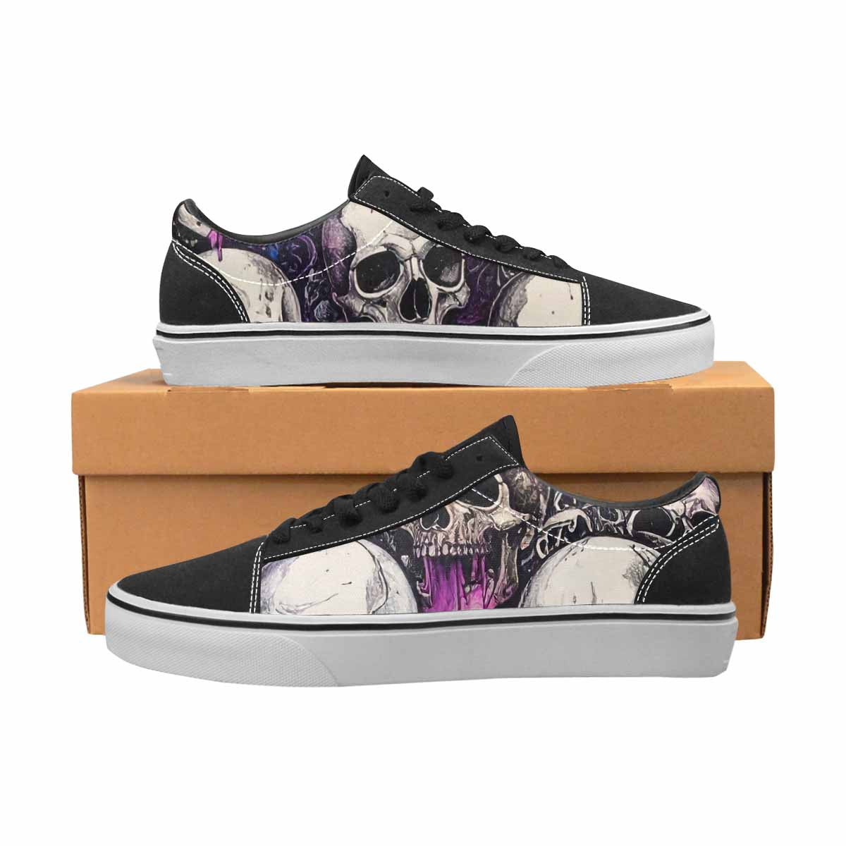 WOMEN'S Rainbow From Skull S Lace-Up Canvas Wallpaper Art Sneakers