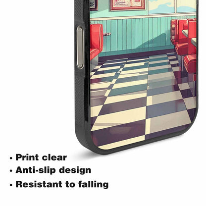 iPhone 16 Pro Case — 1950s Diner Cartoon Art Pattern, Custom Printed Phone Case