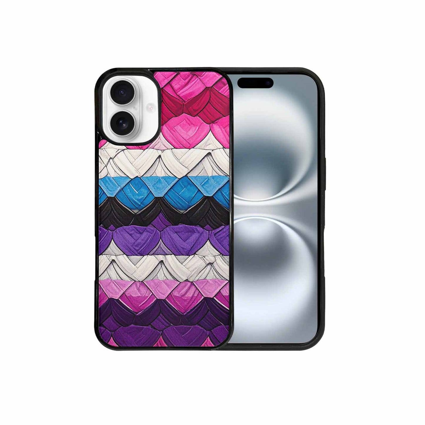 iPhone 16 Plus Case — Genderfluid Flag Color Theme Small Rainbow, Custom Printed Phone Case