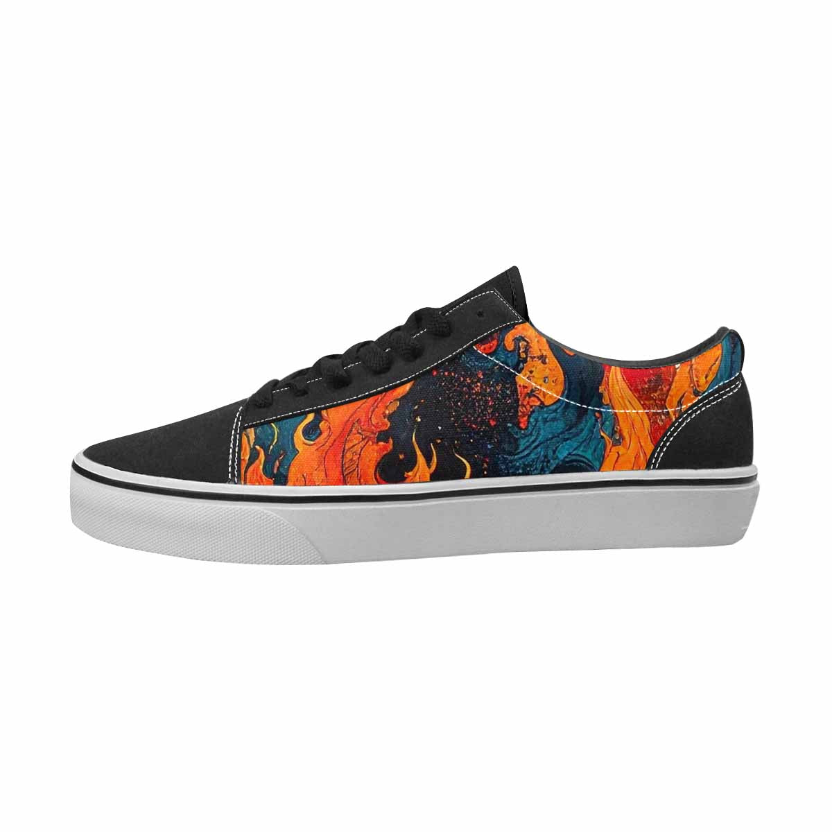 MEN'S Flames Black & Red Ink Canvas Graphic Print Wallpaper Art All Over Print Shoes