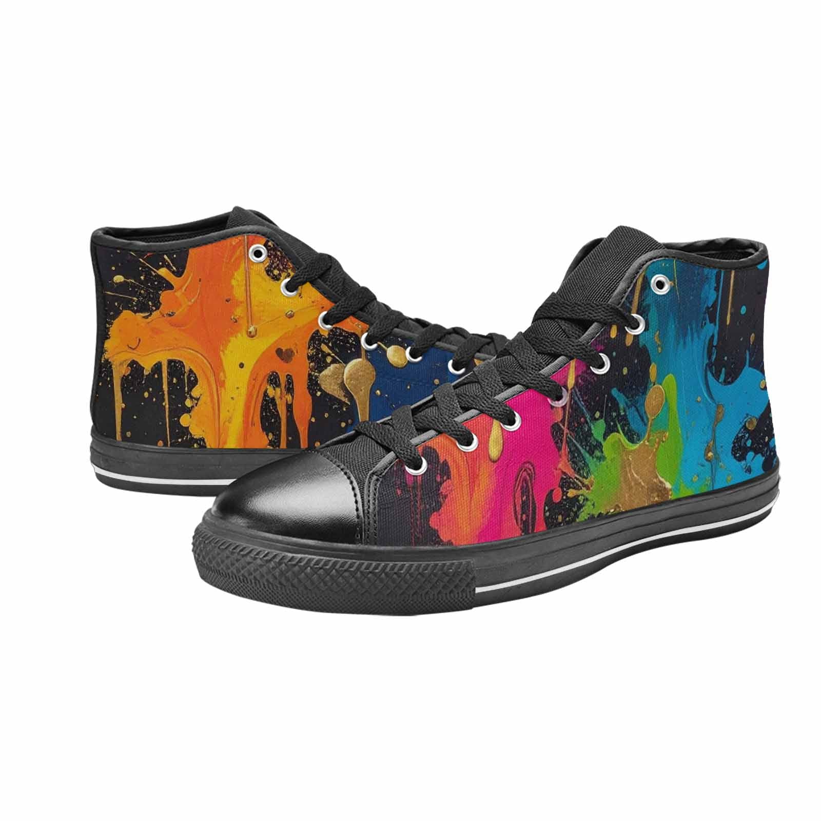 MEN'S Paint Splatter High Top Canvas Cottagecore Sneakers