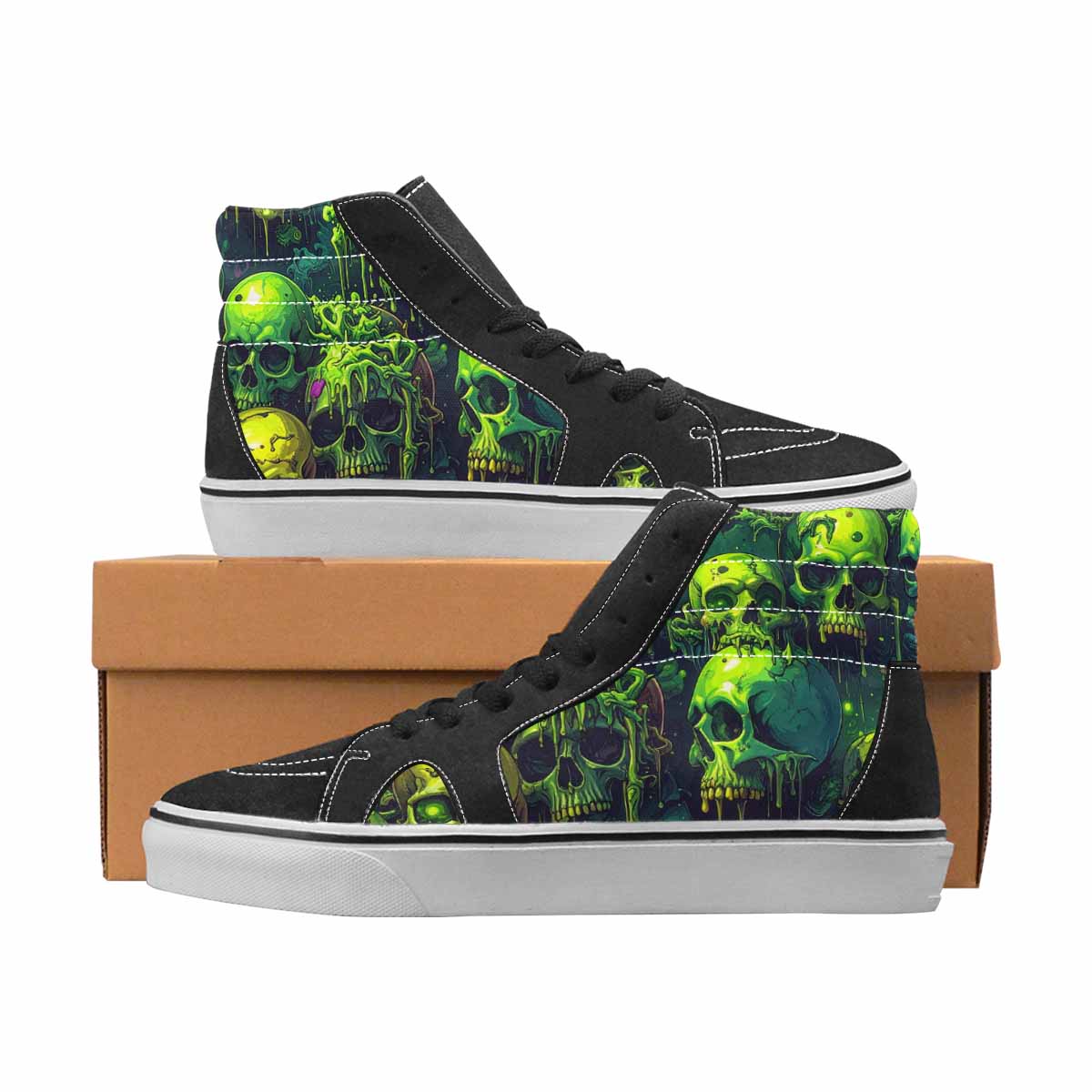 WOMEN'S Skulls High Top Canvas Streetwear Aesthetic Handmade Custom Shoes