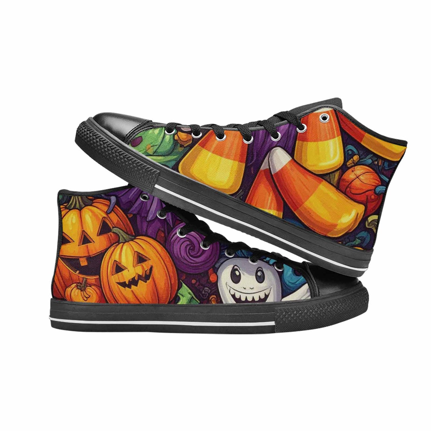 MEN'S Halloween Witches Ghouls High Top Canvas Vibrant Chaos Shoes
