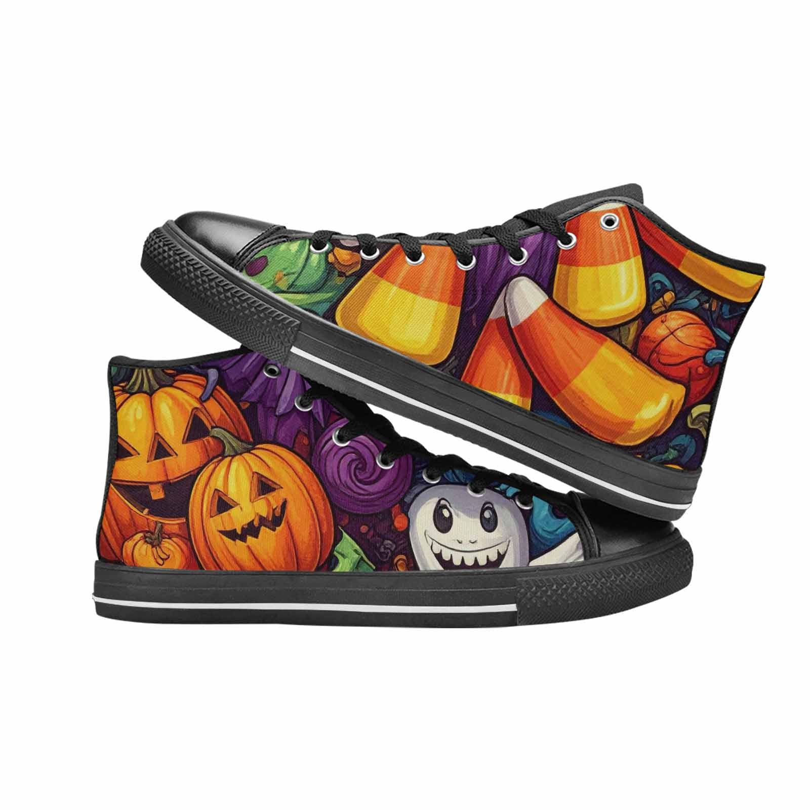 MEN'S Halloween Witches Ghouls High Top Canvas Vibrant Chaos Shoes