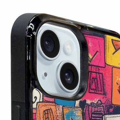 iPhone 15 Plus Case — Hand Drawn Icon Doodle Pattern Hundreds, Customized Protective Case