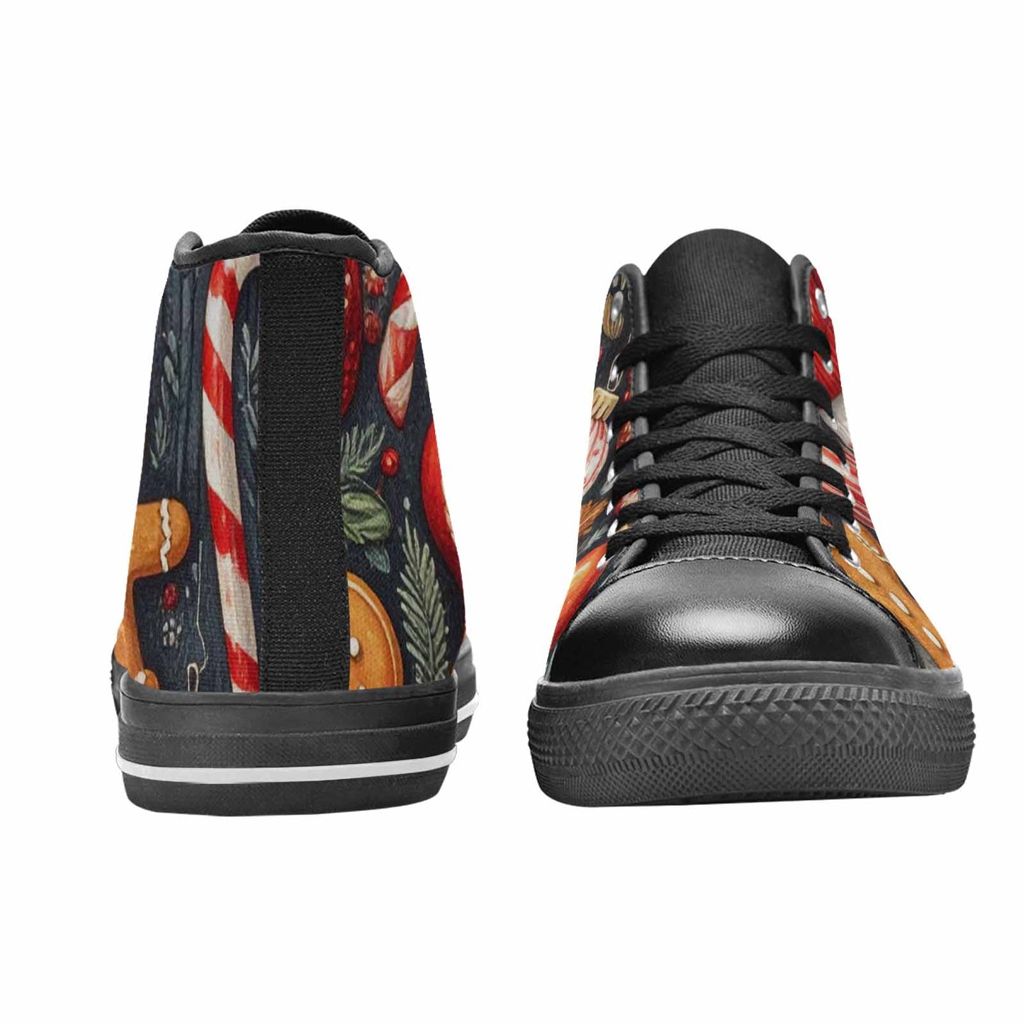 WOMEN'S Christmas Holly Snowflake High Top Canvas Vivid Custom Sneakers