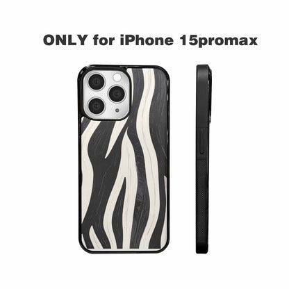 iPhone 15 Pro Max Case — Modern Zebra Stripe Print Crisp Black, Custom Designed Case Cover