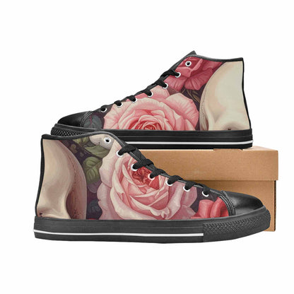 WOMEN'S Skulls Roses Soft Airbrush High Top Canvas Vibrant Chaos Custom Shoes