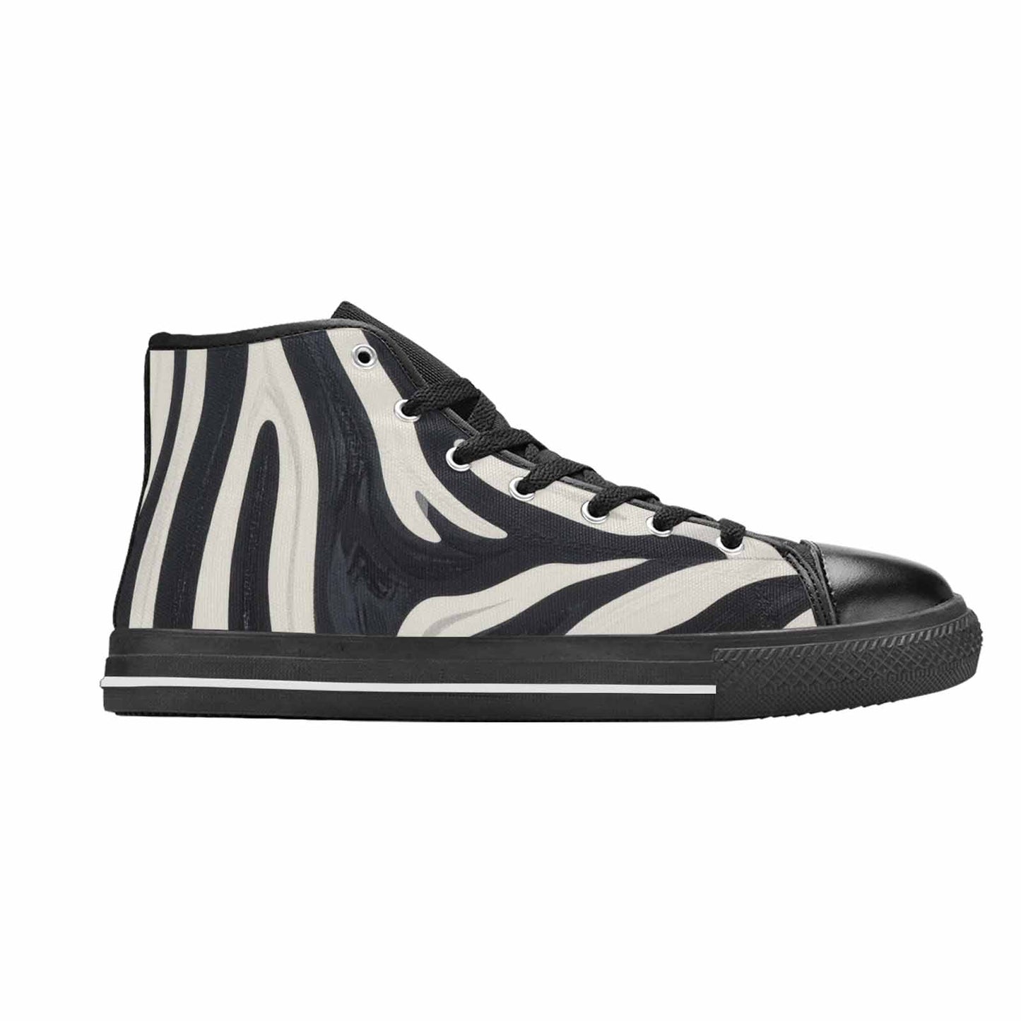 MEN'S Modern Zebra Stripe High Top Canvas Vibrant Chaos Sneakers
