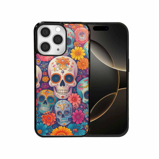 iPhone 15 Pro Max Case — Ornate Candy Color Skull Pattern Hundreds, Custom Phone Case