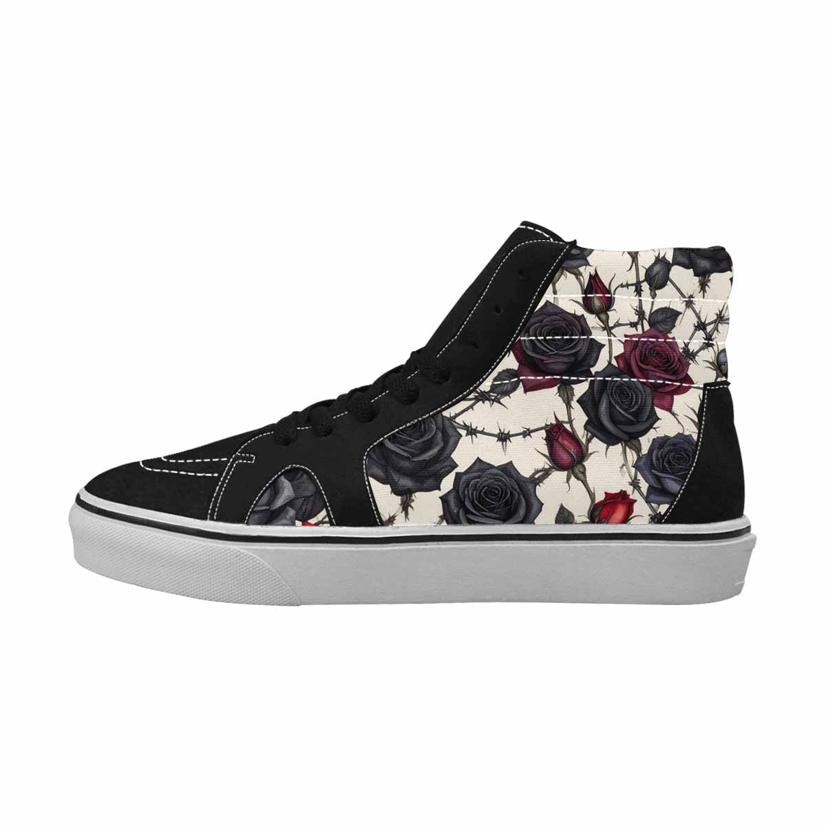 MEN'S Black Gothic Rose High Top Canvas Vibrant Chaos Custom Shoes