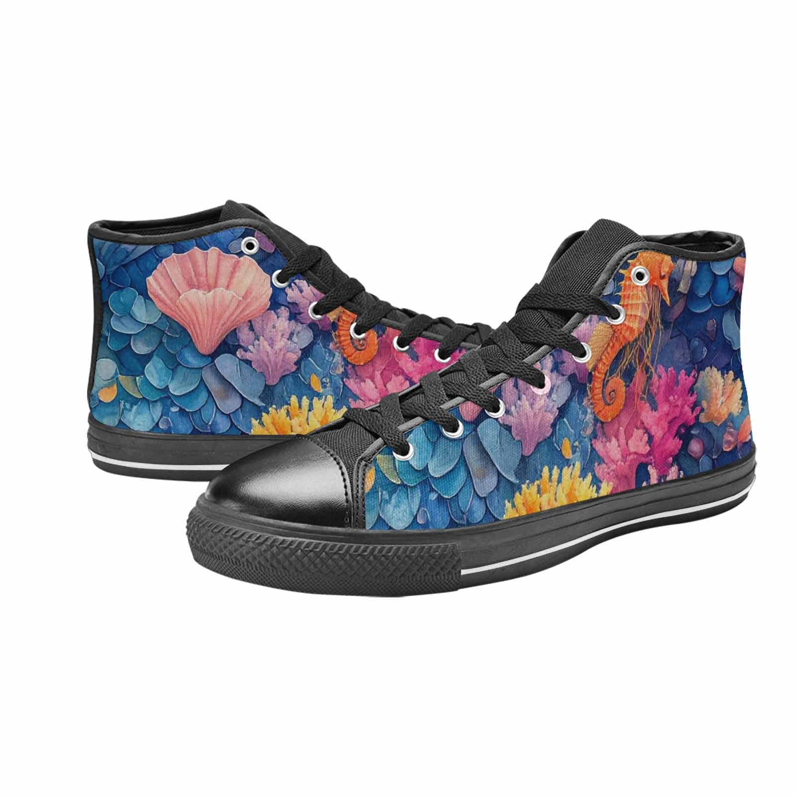 MEN'S Fish Scale Coral High Top Canvas Vivid Shoes