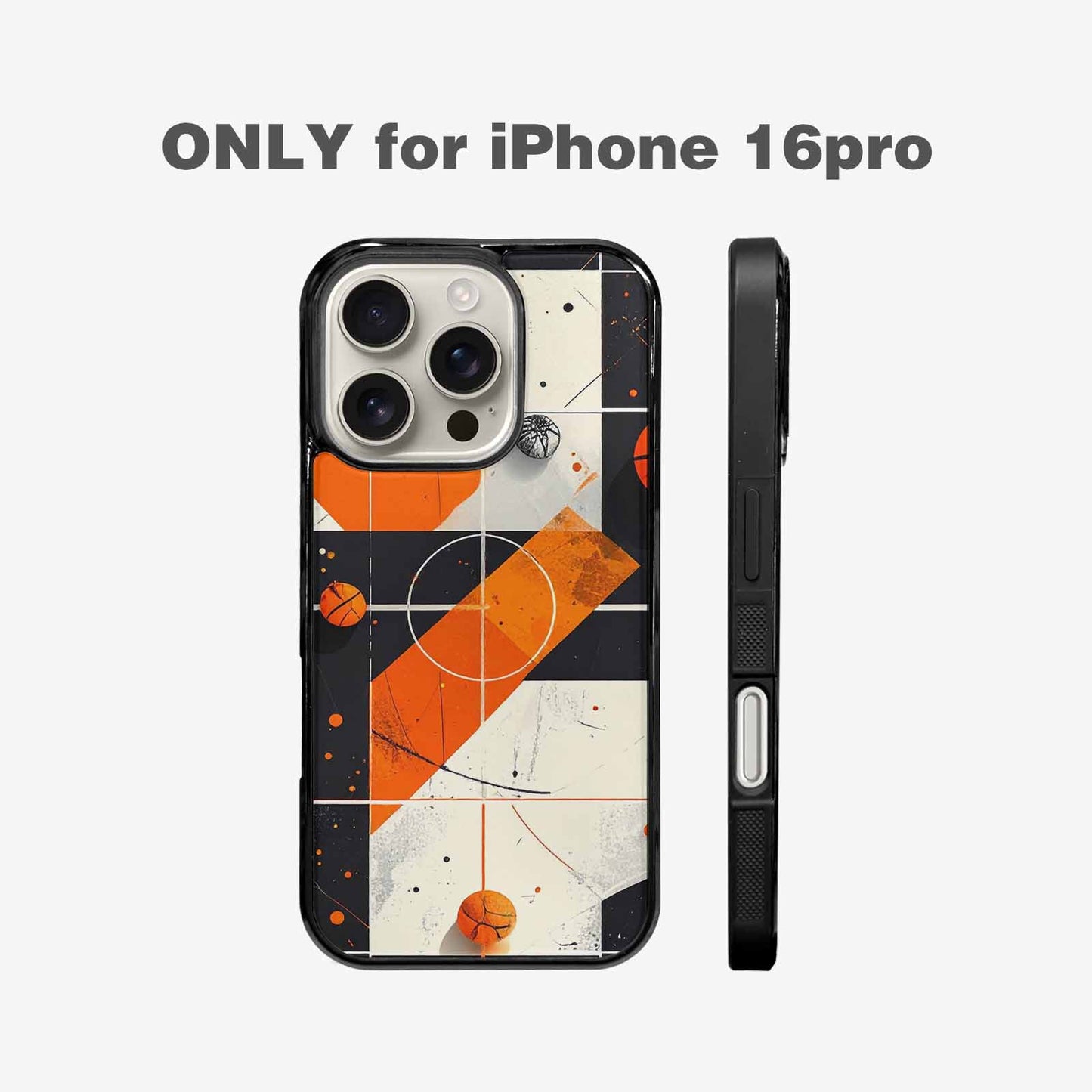 iPhone 16 Pro Case — Basketball Pattern Court Lines And Balls, Original Design Phone Case