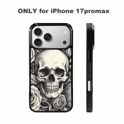 iPhone 17 Pro Max Case — Skulls Roses Pen Ink Gothic Skulls, Custom Phone Case