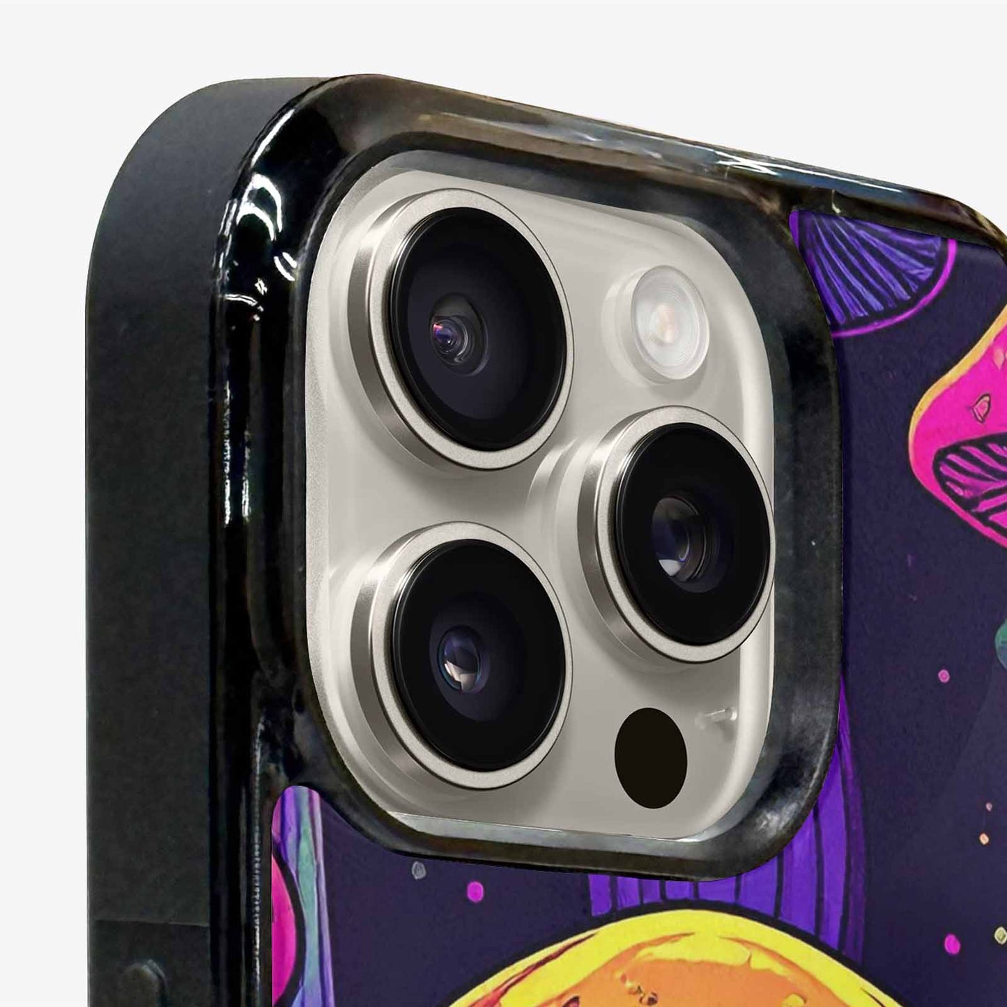 iPhone 16 Pro Case — Psychedelic Mushroom Cartoon Pattern, Custom Art Phone Cover