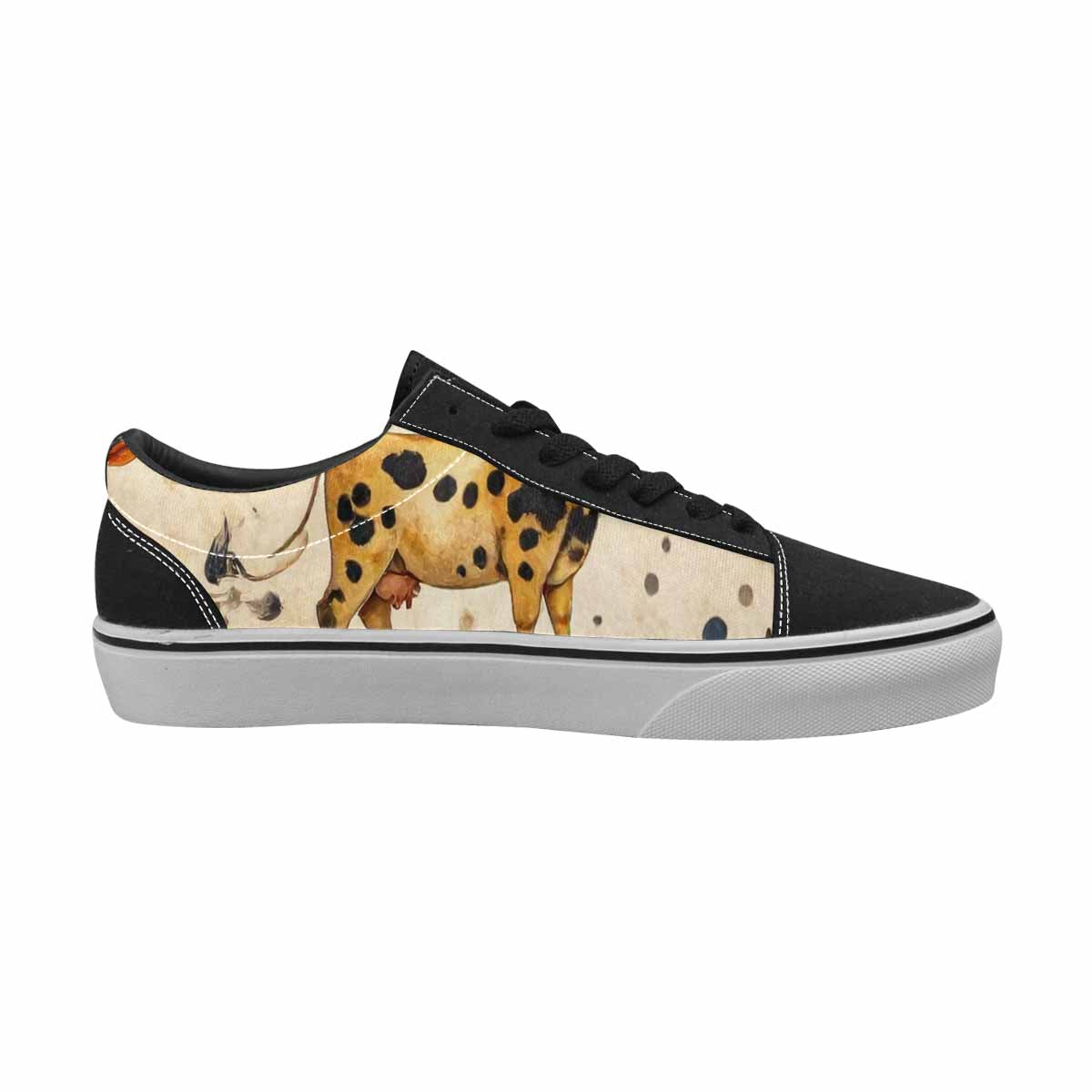MEN'S Cow Animal Print Canvas Lace-Up Cottagecore Custom Sneakers