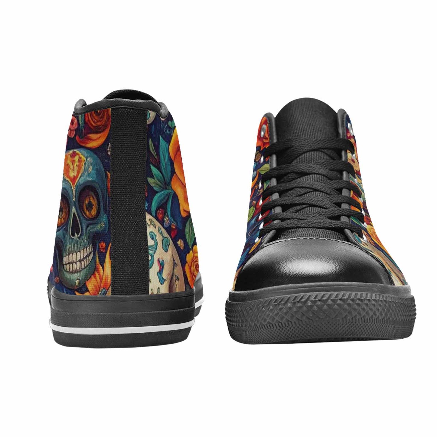 WOMEN'S Skull High Top Canvas Vibrant Chaos Sneakers