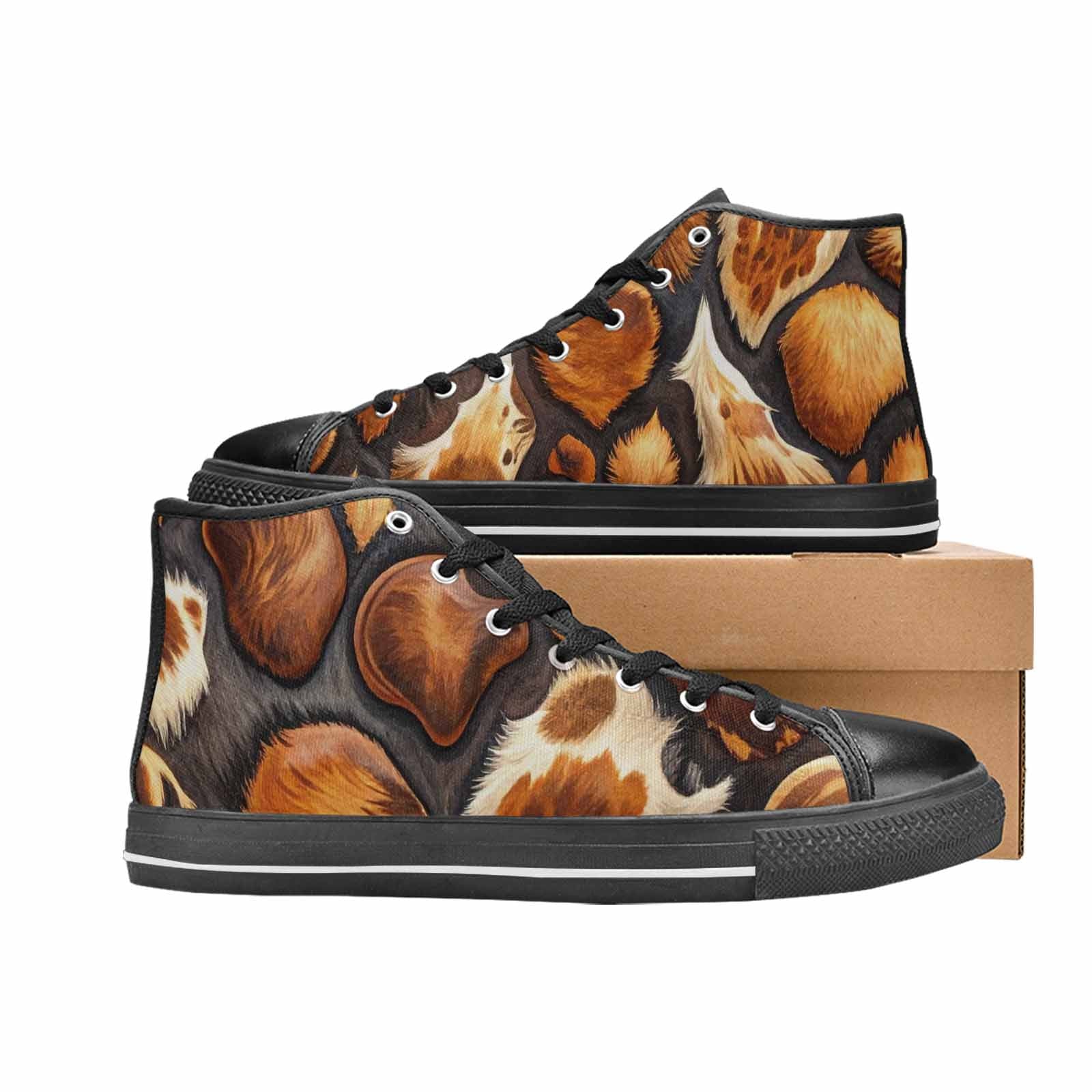 WOMEN'S Cow Animal Print High Top Canvas Surreal Shoes