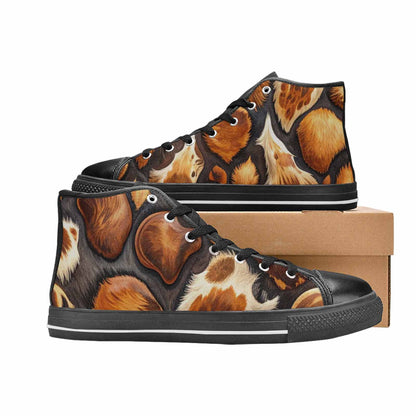WOMEN'S Cow Animal Print High Top Canvas Surreal Shoes