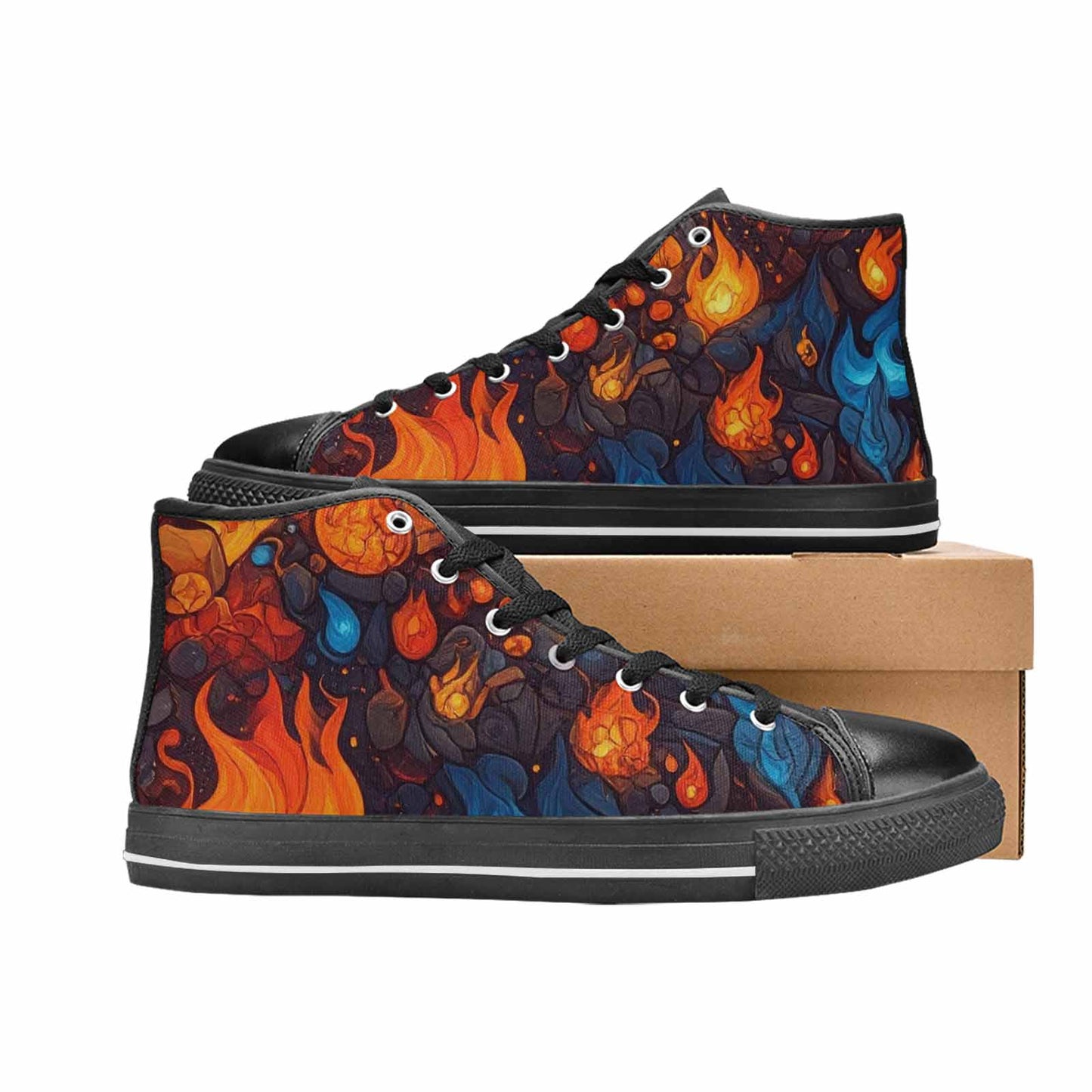 WOMEN'S Fire Flame High Top Canvas Surreal Sneakers