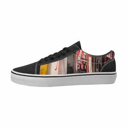 MEN'S Liminal Black & Red Ink Canvas Statement Wallpaper Art Custom Canvas Shoes