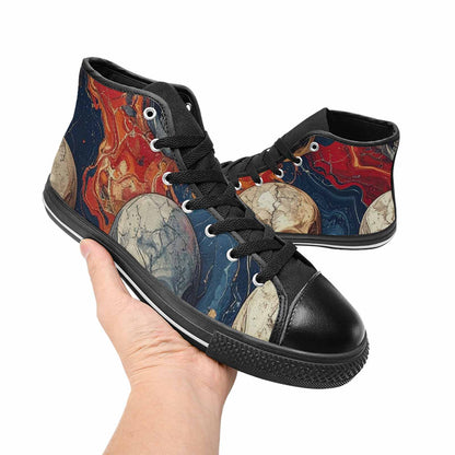 MEN'S Marble Skull High Top Canvas Neon Fantasy Custom Shoes