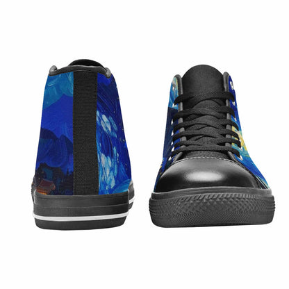 WOMEN'S Starry Night Van Gogh High Top Canvas Aesthetic Custom Shoes