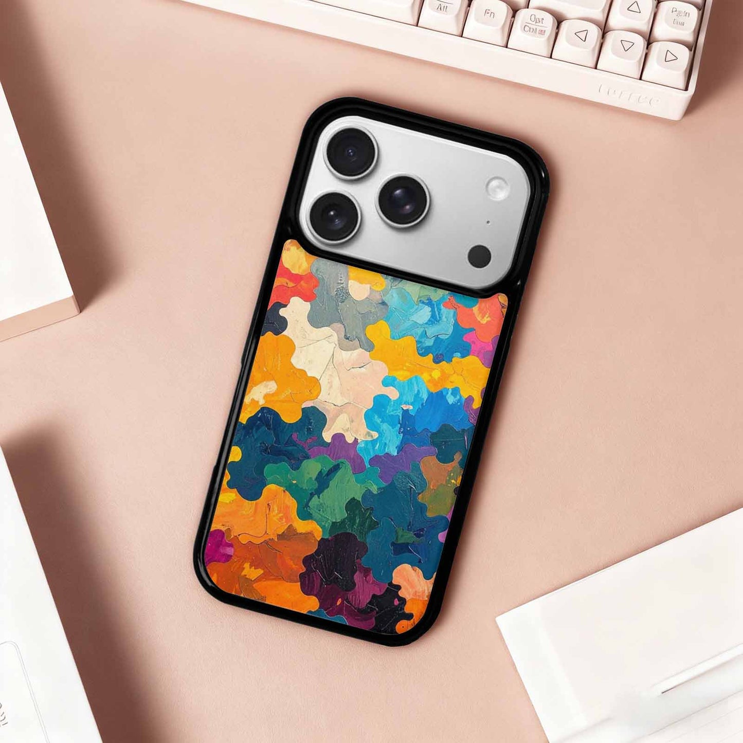 iPhone 17 Pro Case — Camo Patches Full Color Vibrant Camo, Personalized Phone Case