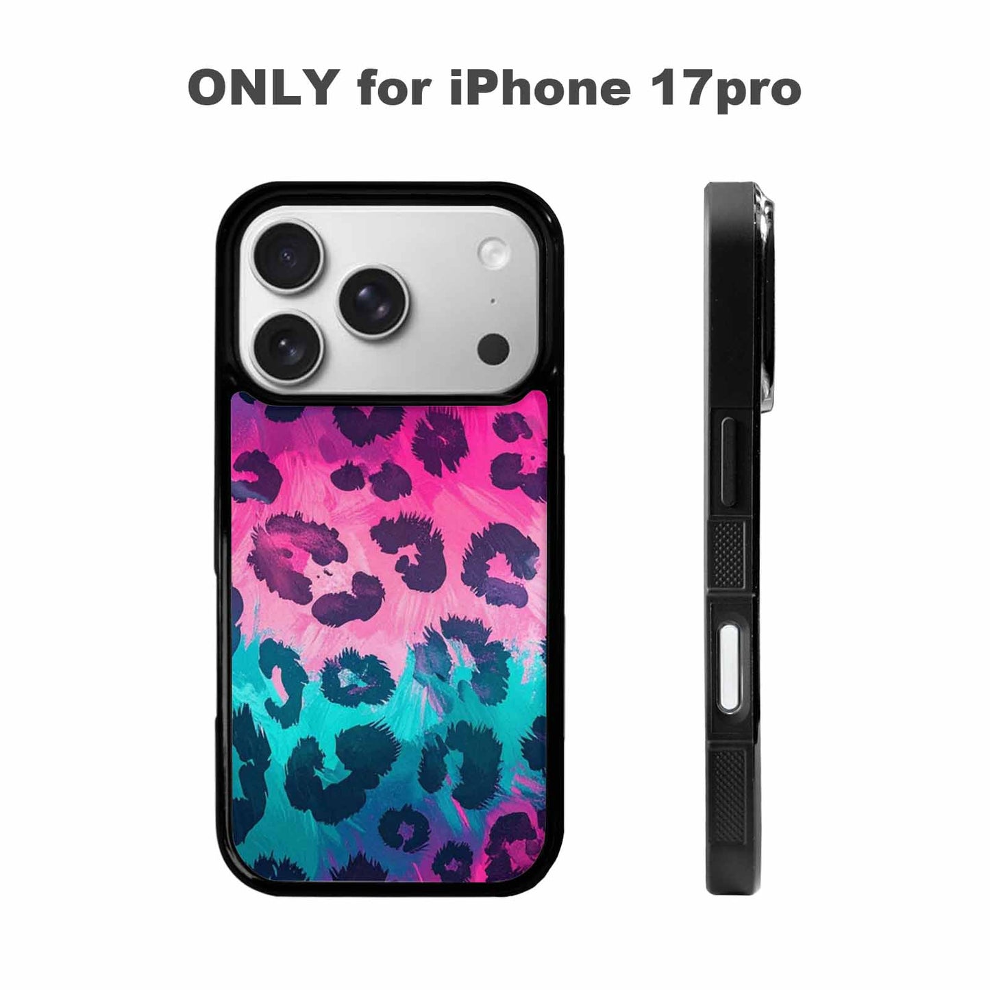 iPhone 17 Pro Case — Leopard Neon Pink Teal Airbrush Animal, Custom Art Phone Cover