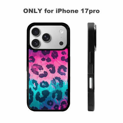 iPhone 17 Pro Case — Leopard Neon Pink Teal Airbrush Animal, Custom Art Phone Cover