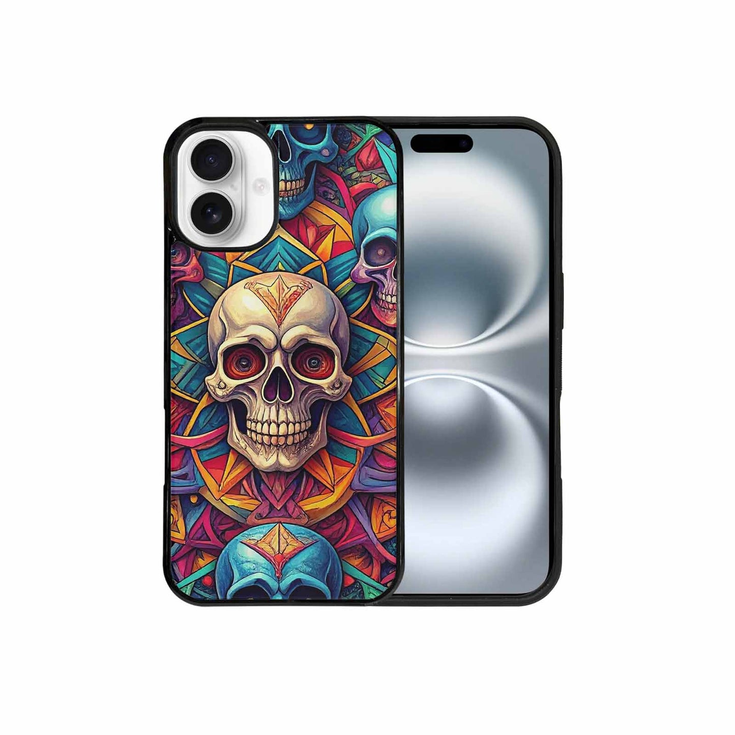 iPhone 16 Plus Case — Sacred Geometry Lots Of Skulls Seamless, Custom Made Phone Cover