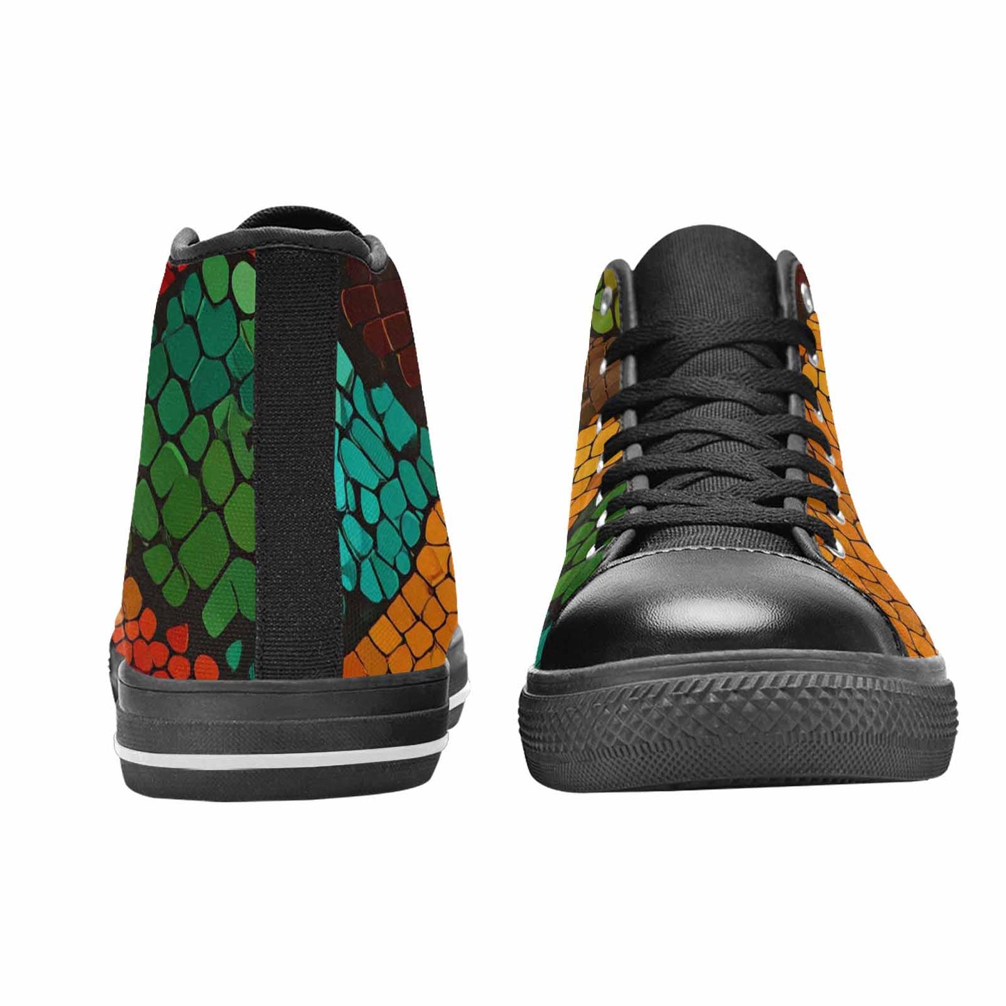 MEN'S Dark Snake Print High Top Canvas Aesthetic Shoes