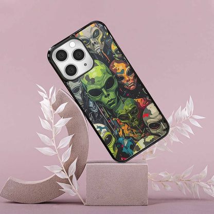 iPhone 15 Pro Max Case — Aliens Camo Aliens Pattern Hundreds Of, Custom Designed Case Cover