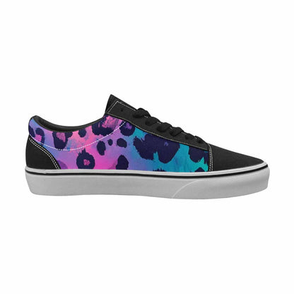 WOMEN'S Leopard Neon Pink Teal Airbrush Canvas Lace-Up Grunge Shoes