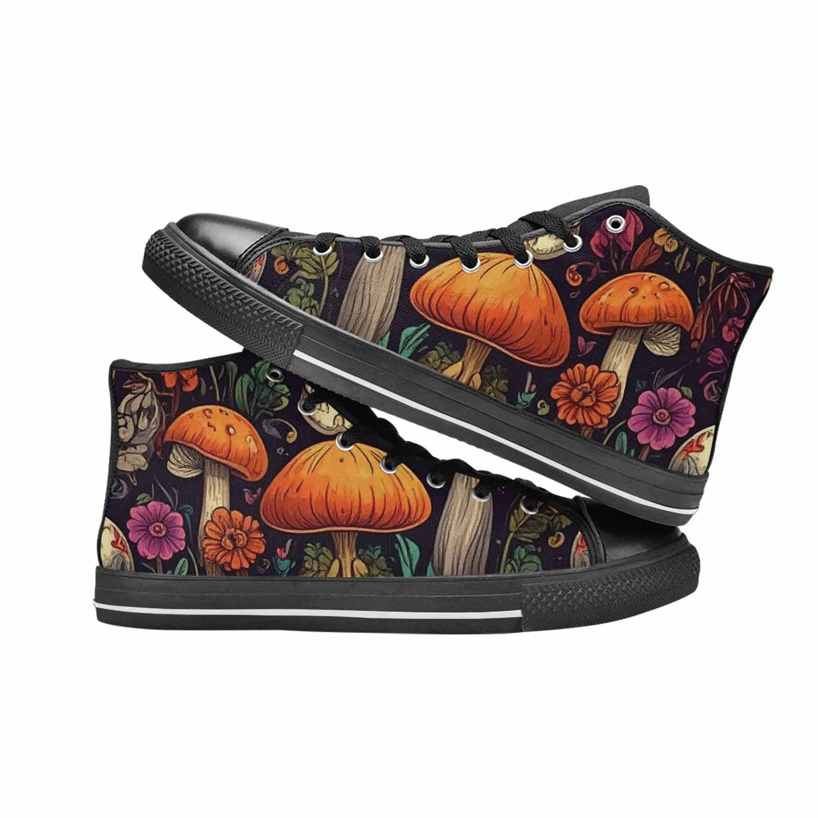 MEN'S Mushrooms And Skulls High Top Canvas Vibrant Chaos Sneakers