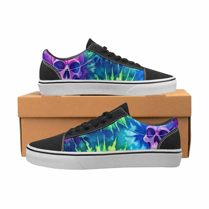 WOMEN'S Tie Dye Skulls Print Canvas Lace-Up Surreal Custom Shoes
