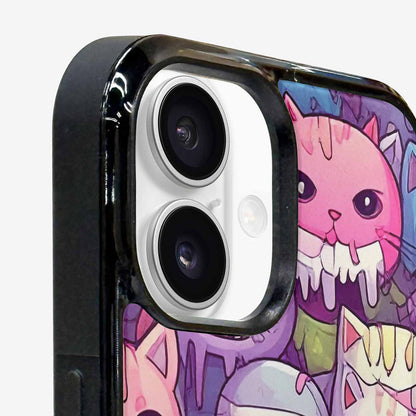 iPhone 16 Case — Pastel Gore Cat Character Pattern Hundreds, Custom Phone Case