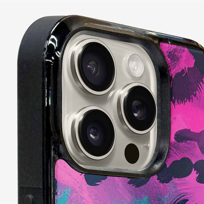 iPhone 16 Pro Case — Leopard Neon Pink Teal Airbrush, Custom Phone Case