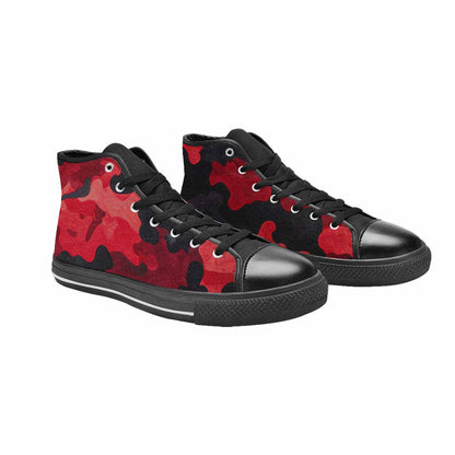 WOMEN'S Tactical Camo Red Black High Top Canvas Vivid Sneakers